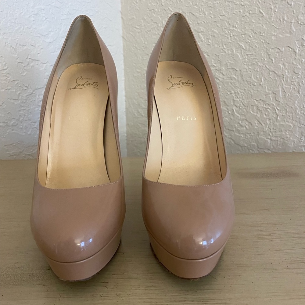 Christian Louboutin 140mm Bianca Nude Patent Pumps